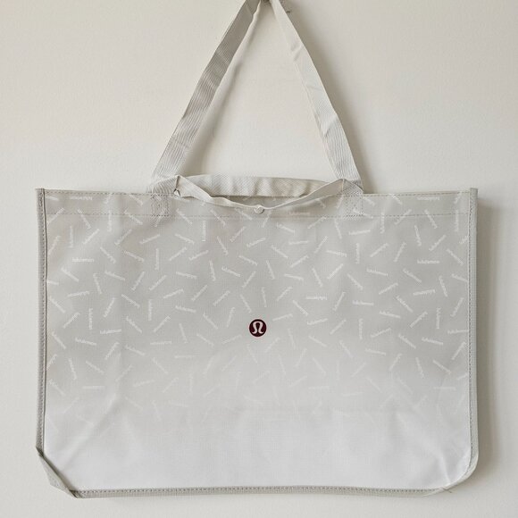 New LULULEMON Grey GRAPHIC LOGO Reusable Shopping Bag XL - Picture 2 of 6